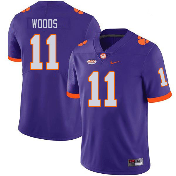 Men #11 Peter Woods Clemson Tigers College Football Jerseys Stitched-Purple - Click Image to Close